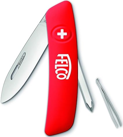 Felco Taschenmesser, Klappmesser, Schnappmesser (4 Funktionen inkl. Schraubenzieher Robuste Klinge aus Edelstahl Kratzfester 
