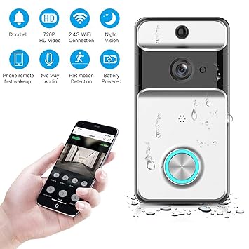 Teepao Video Türsprechanlage, WLAN Türklingel mit Kamera, 720p HD Wasserdicht Video Gegensprechanlage mit Echtzeit-Video, Nac