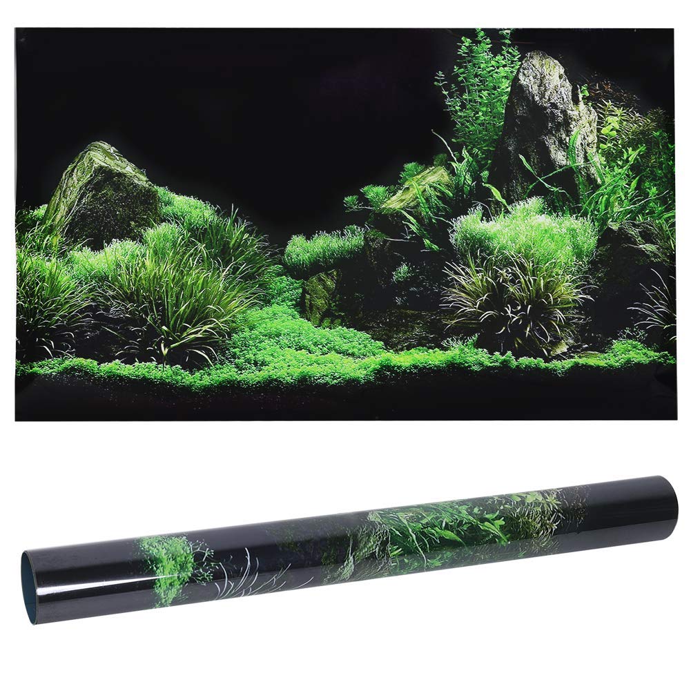 GOTOTOP Fish Tank Poster, Sea Grass Design, Aquarium Background Poster, Adhesive PVC Sticker for Fish Tank Wallpaper Decoration (91 x 50 cm)