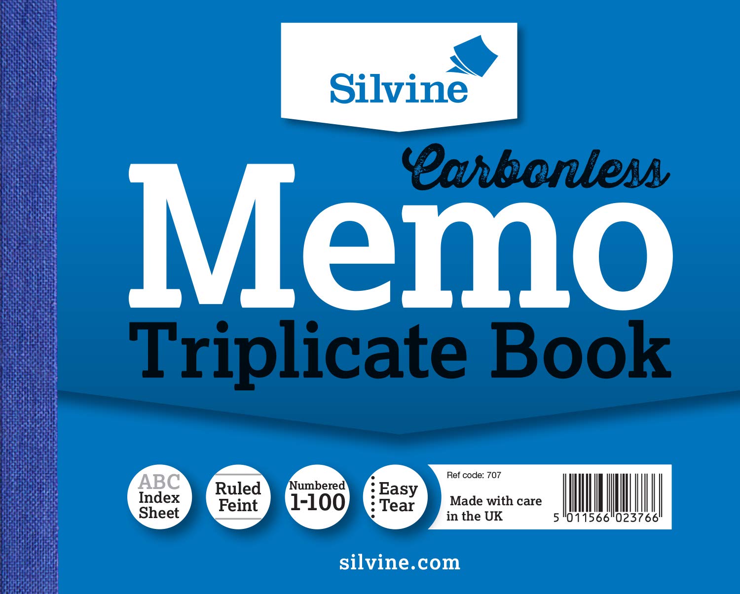 Silvine Carbonless Triplicate Memo Book - Numbered 1-100 with index sheet (102 x 127mm)