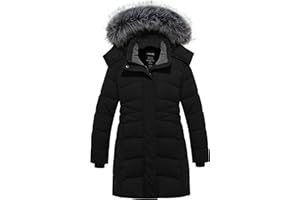 wantdo Girls' Winter Coats Long Puffer Jacket Fleece Jacket with Hood