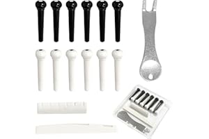Qancekoo 12 PCS Acoustic Guitar Bridge Pins with Guitar Accessories Bridge Pin Puller Saddle Nut Guitar Pegs for Acoustic Gui