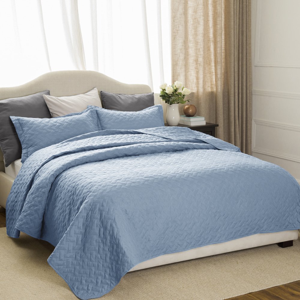 Quilt Set Solid Grayish Blue King Size(106\
