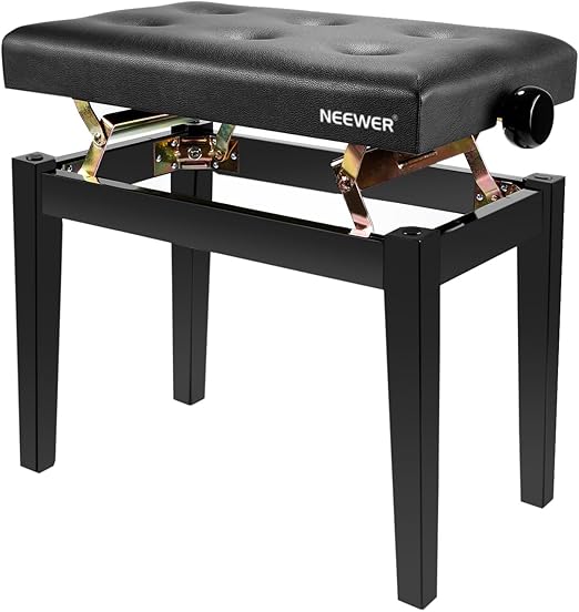 Pyle Banc Piano, Tabouret/Banquette Piano Pliable, Réglable En Hauteur, Tabouret Siège,Banc De Clavier, Avec Pieds En Caoutchouc Antidérapants, Rembourré Réglable, Noir