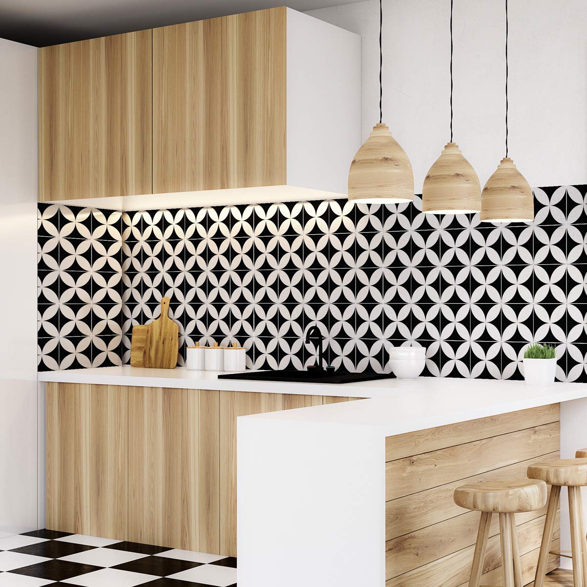 Ambiance Sticker Self-Adhesive Decorative Wall Decal Cement Tile for Bathroom and Kitchen Benigno - Pack of 30 Stickers of 10 x 10 cm