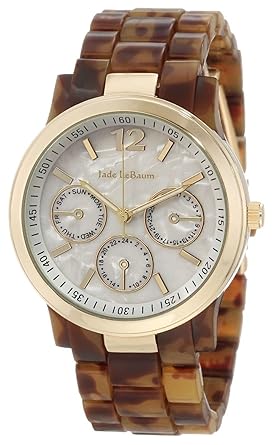 Womens Brown Watch Faux Tortoise Bracelet Gold Tone Case Jade LeBaum - JB202740G
