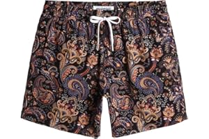 maamgic Mens Boys 80s 90s Vintage 4 Way Stretch Swim Trunks with Mesh Lining Quick Dry Swim Suits Board Shorts