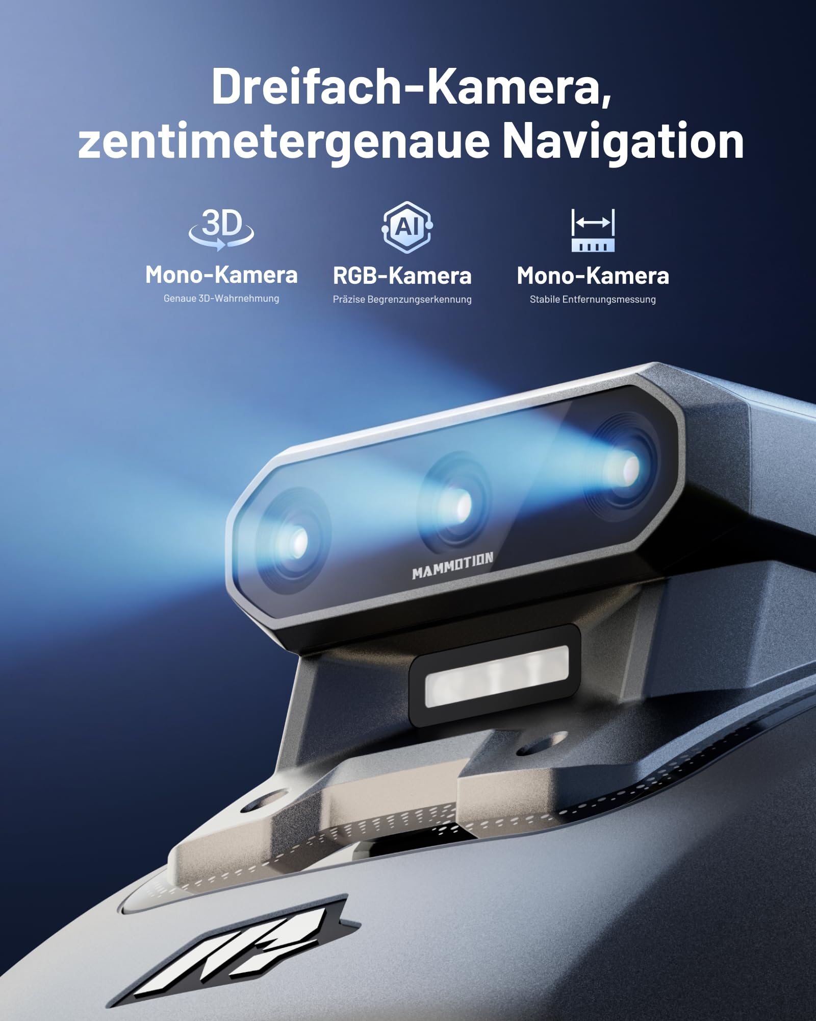 MAMMOTION YUKA mini 2 500 Mähroboter ohne Begrenzungskabel, Garten bis 500m², Kein RTK, Kein Signalabbruch, KI TrueVision-Navigation, Auto-Mehrzonen-Kartierung, DropMow, 45% Steigung, 4,5Ah-Akku 3