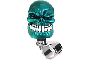 Bashineng Skull Steering Wheel Spinner Knob Turning Driving Suicide Power Handle Universal Fit Most Vehicles Cars Trucks Tractors Mowers Forklifts Boat Golf Carts (Metal Blue)