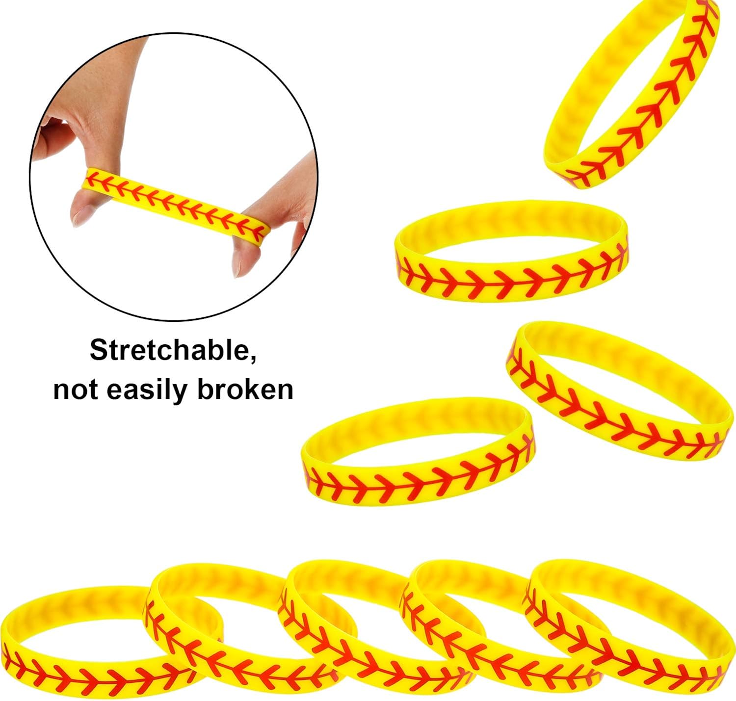 Jovitec 24 Packs Softball Bracelet Softball Wristband Silicone Bracelet Softball Gift for Softball Player and Softball Teams: Jewelry