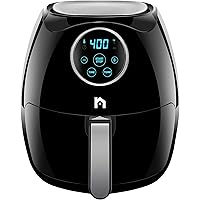 New House Kitchen Digital 6.8 Quart Air Fryer w/ Flat Basket, Oil-Free Touch Screen AirFryer, Dishwasher-Safe Parts…