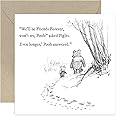 Cute Winnie The Pooh Card for Friends Birthday - 'We'll Be Friends Forever' Friendship Card for Bestie - Thinking of You Card for Friend | Blank Inside Envelope