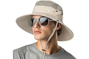NPQQUAN Sun Hats for Men 3” Wide Brim UPF 50+ Protection Breathable Fishing Hat Top Mesh Beach Bucket Hats