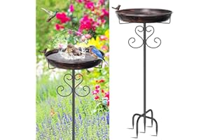 ODSNANIE Metal Bird Bath for Outside, 40 Inch Tall Vintage Freestanding Birdbaths Bowl with Bird Statue, Sturdy 5-Pronged Base Birdfeeder for Outdoors Garden Patio Yard Lawn Decor (Vintage Bronze)