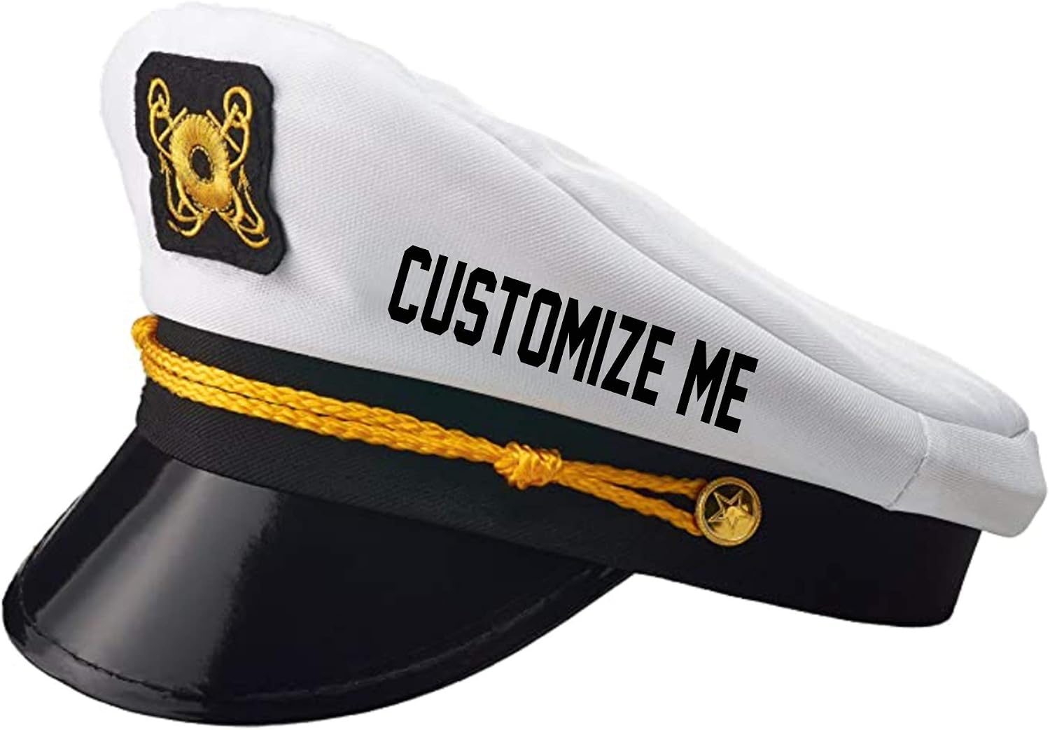 Custom Text Captain Hat Name Gift For Skipper Sailor Boating Adjustable