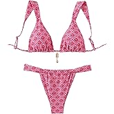RoseSeek Women's 2 Piece Leopard Floral Bathing Suit Wireless Triangle Swimsuit High Waisted Bikini Sets