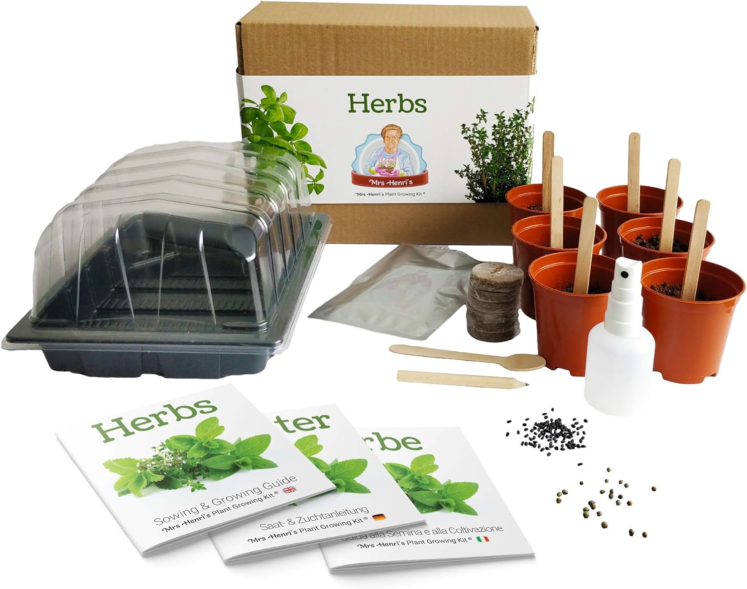 Hierbas - Mrs Henris Plant Growing Kit. Cultiva 6 hierbas ...