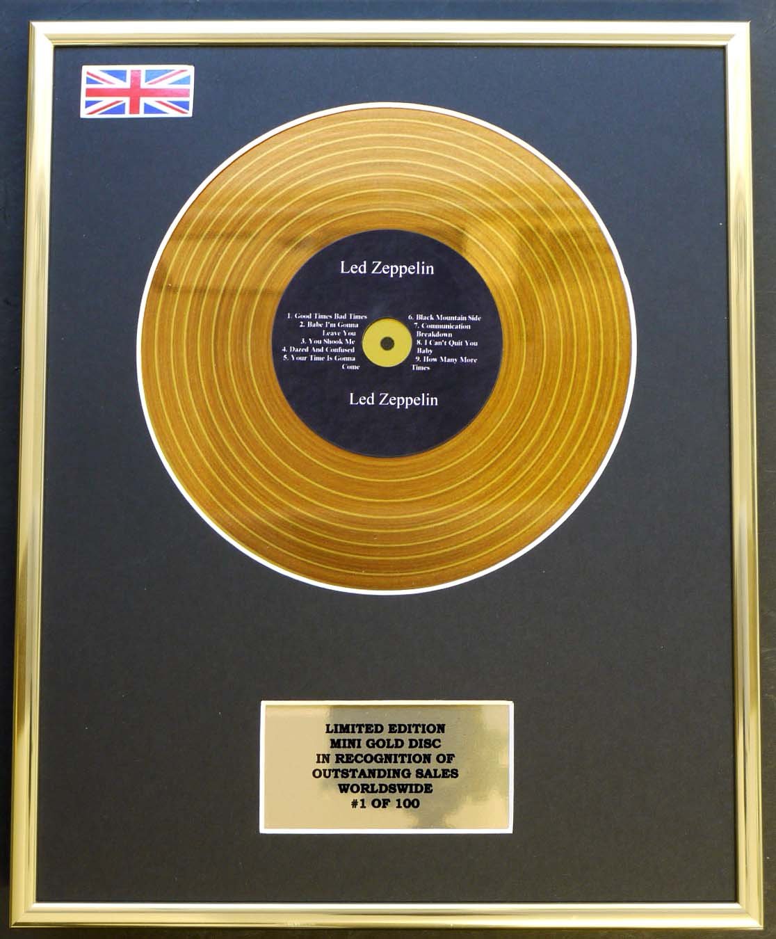 Limited Edition mini gold disc Display LED ZEPPELIN/MINI GOLD DISC DISPLAY/LIMITED EDITION/COA/LED ZEPPLIN