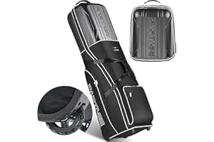 PARTAGE PRO Golf Travel Bag Hard Case Top with Wheels, 900D Heavy Duty Oxford, Golf Bag Travel Case for Airlines, Protect Clubs and Easy to Maneuver-Black