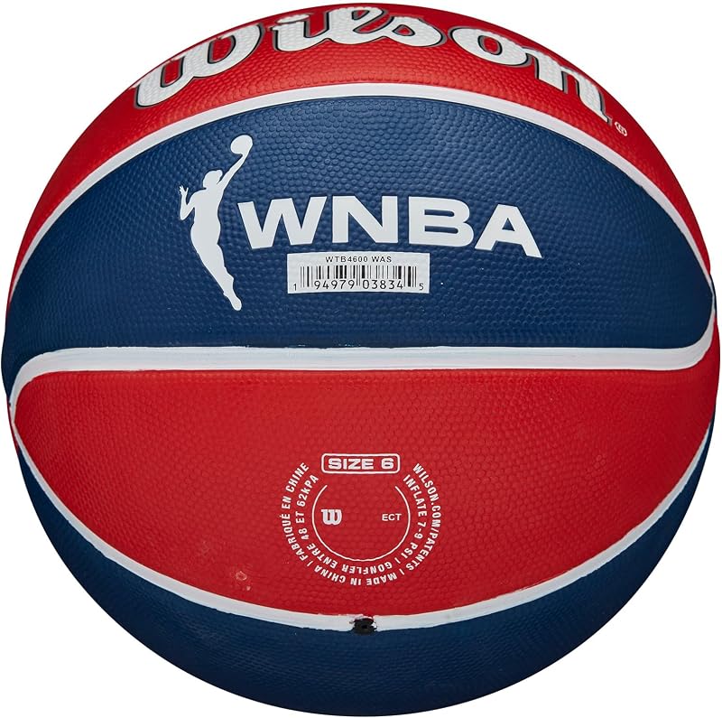 A WNBA Team Tribute Ball, feita com canais de precisão para aderência excecional, superfície adaptável, representa a sua equipa, Equipa: Washington Mystics, Cor: Azul Real, Tamanho: 6