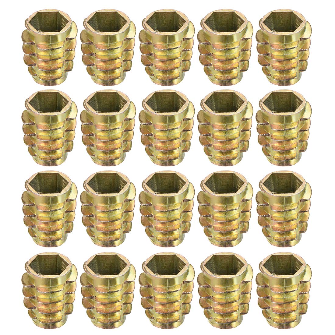 sourcing map Furniture Threaded Insert Nuts Zinc Alloy Hex-Flush M10 Internal Threads 20mm Length 20pcs