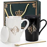 Cedilis Mr and Mrs Coffee Mugs Set for Couples, 14oz Ceramic His and Her Mugs, Elegant Wedding Gifts for Bride and Groom, Newlyweds, Anniversary, Engagement, Valentine's Day, Husband Wife Present