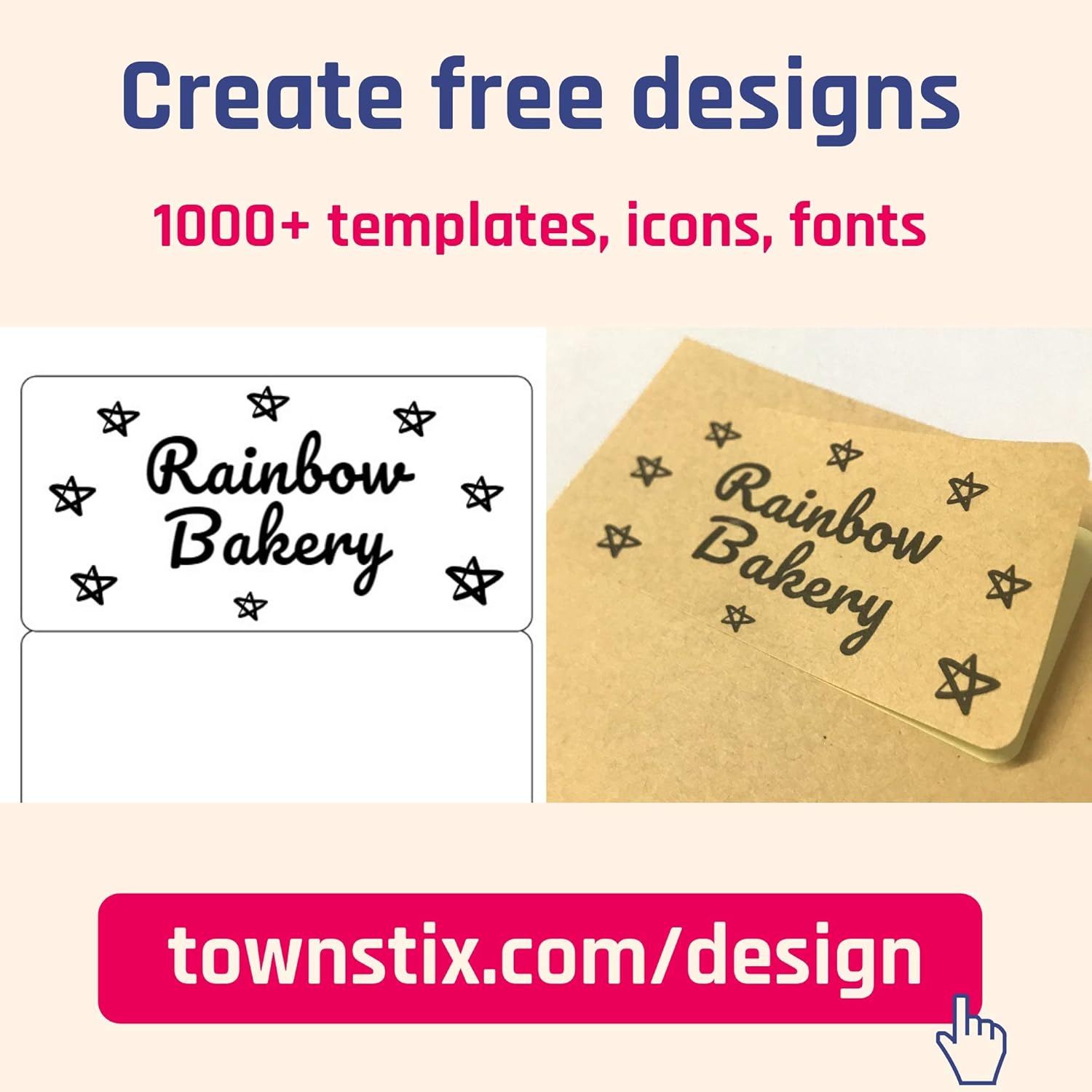 2" x 2" Kraft Labels Stickers, Letter Size with Print Template - 30 Sheets, Pack of 360 : Office Products