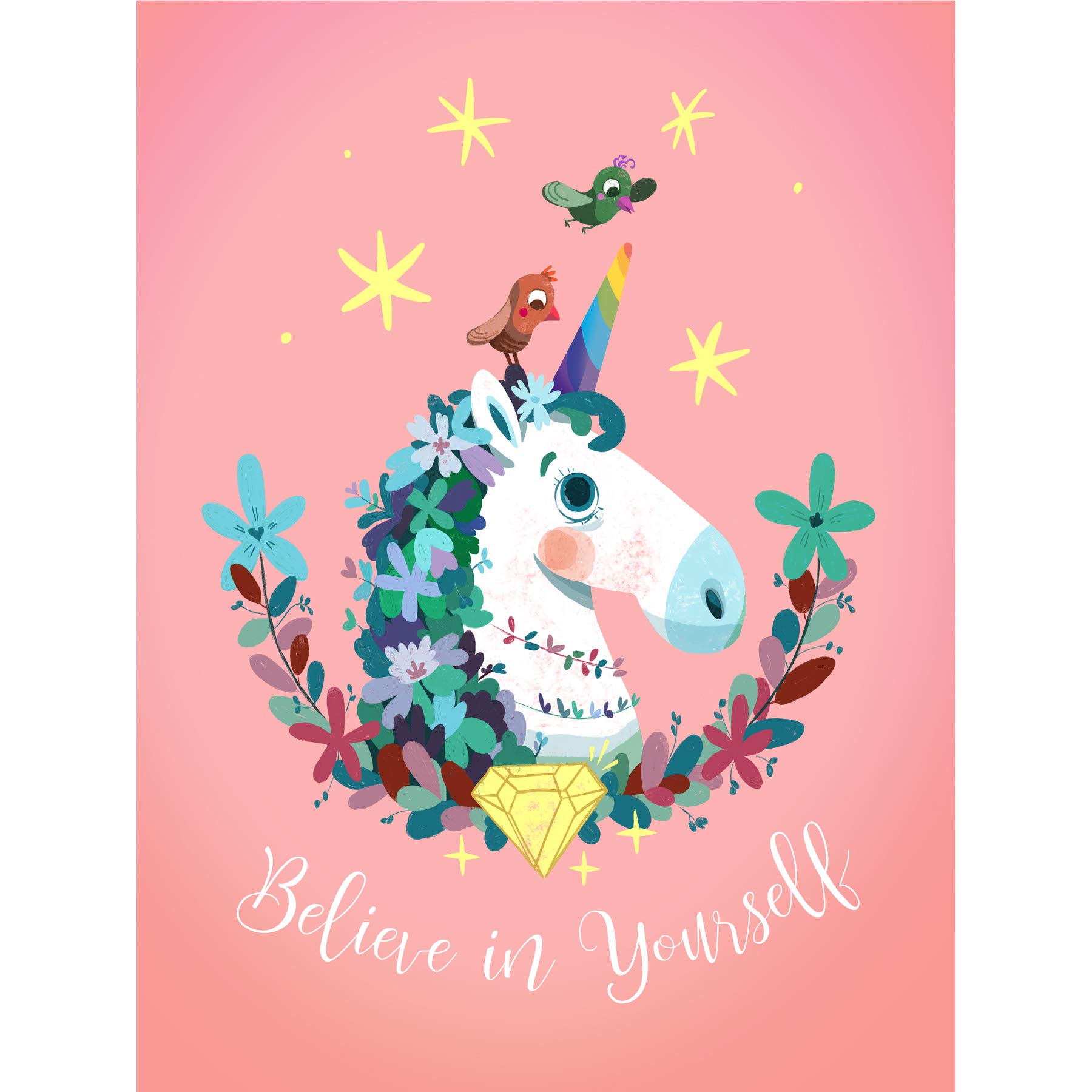 Wee Blue Coo Unicorn Believe In Yourself Wall Large Art Print Poster Wall Decor 18x24 inch — image 1