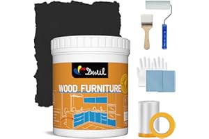 DWIL Acrylic Wood Paint for Furniture - Semi-Gloss Paint Suitable for Wood Surface Renovation, Water-Based All match Paint, Non-Toxic & Odorless, Eco-Friendly & Healthy (32oz, Black)