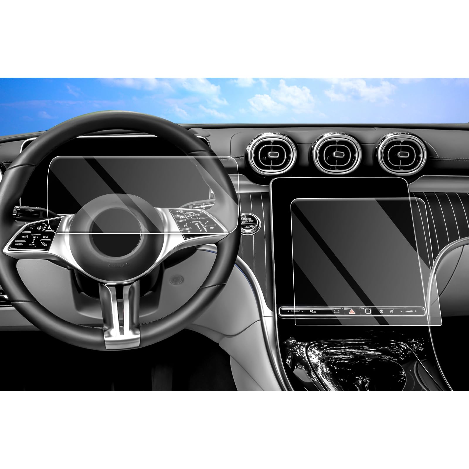 CDEFG Compatible with Mercedes Benz C Class W206 GLC X254 2021-2023 2024 Navigation and Instrument Panel Tempered Glass Screen Protector Screen Protector W206 X254 Accessories Pack of 2