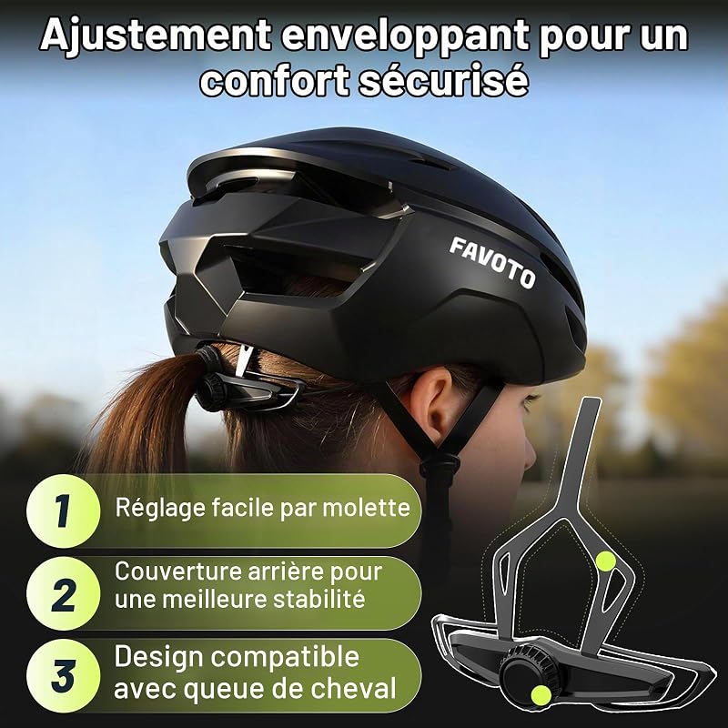 Casque Vélo Adulte Homme Femme - Casque de Cyclisme Léger et Réglable Certifiée CE 15 Aérations Doublure Amovible Taille L 59-61cm Noir Mat