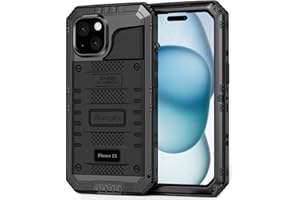 Beasyjoy for iPhone 15 Case Waterproof, Metal Heavy Duty Full Body Protective Case with Built-in Screen Protector, Military G