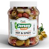 Jersey Pickles - Hot Mix Olives Combo (Half Gallon) &ndash; Olives Stuffed &ndash; Hand-Stuffed Gourmet Olive with Premium Fillings for Snacks, Charcuterie &amp; Cocktails