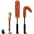 YeewayVeh 3PCS Wheel Cleaning Brush Kit, 16" Long Handle Bendable Wheel Cleaner Brush, Scratch-Free Rim Cleaner Brush & Car Detailing Brush Suitable for All Wheel Types, Orange