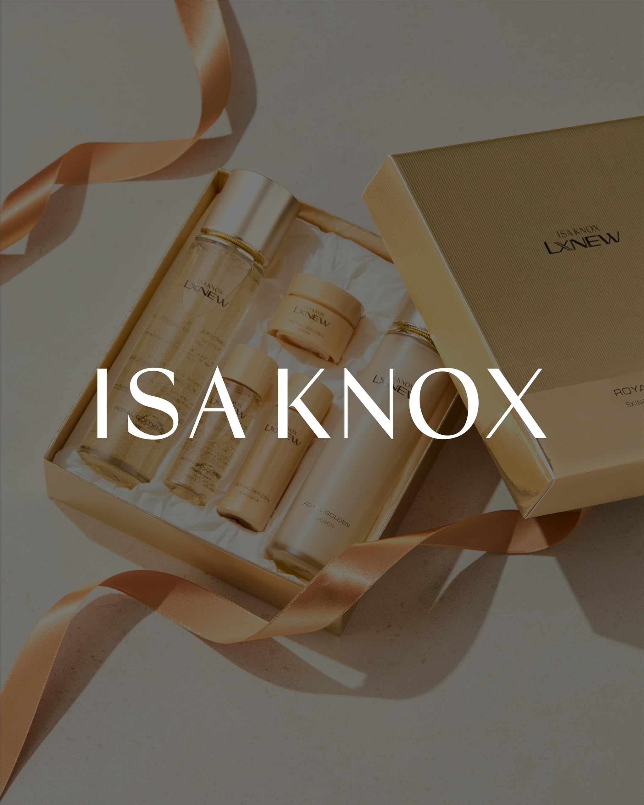 ISA KNOX Royal Golden Skin care Gift Set (11.4fl oz) - Korean Luxury Skin Care for Rejuvenation and Youthful skin. Royal Peptides & Jelly, Niacinamide. Guasha
