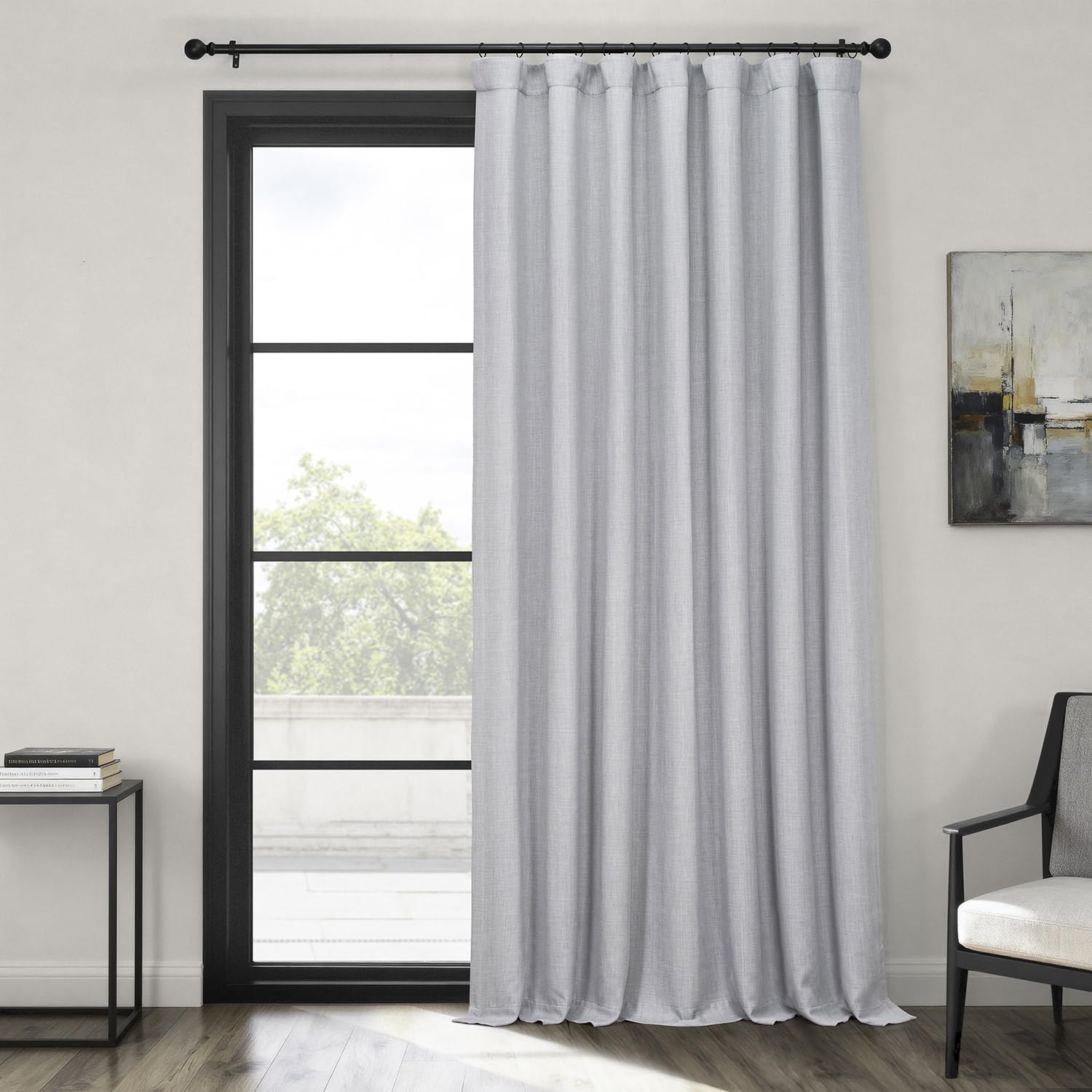 HPD Half Price Drapes Extra Wide Linen Room Darkening Curtain (1 Panel) 100 X 84, BOCH-LN1859-84-DW, Heather Grey