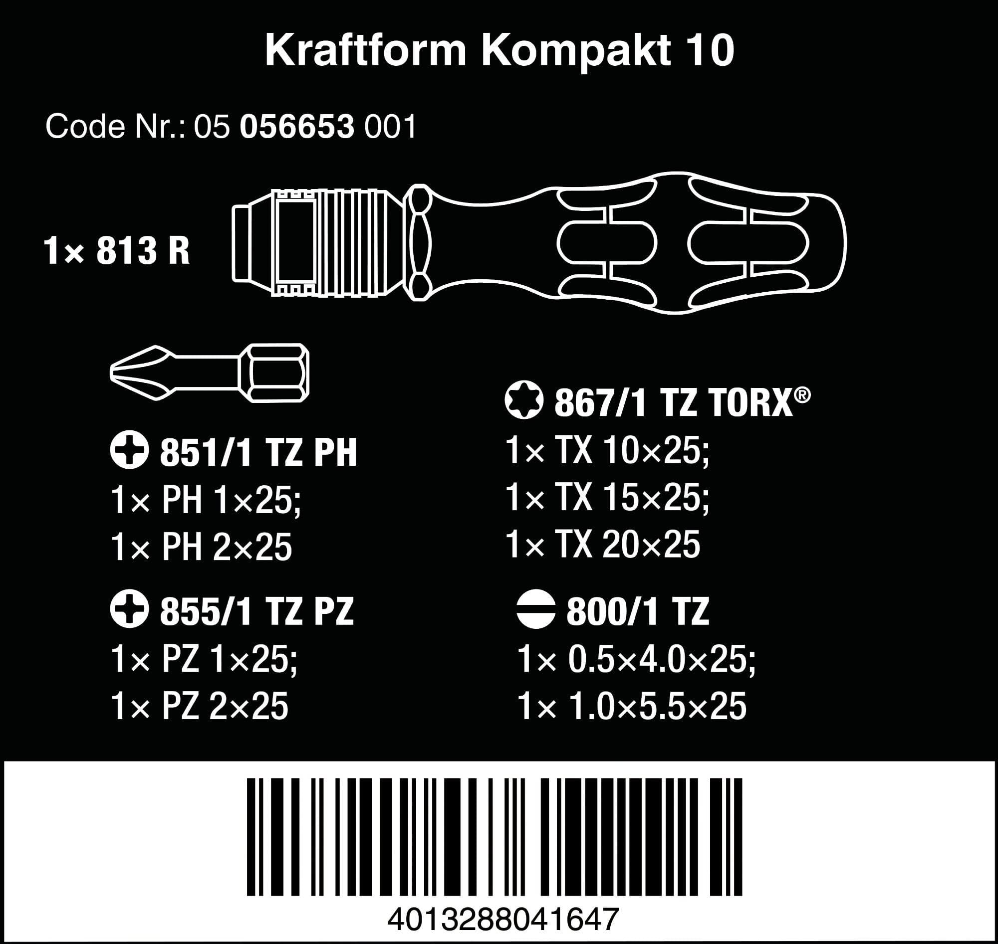Wera Kraftform Kompakt 10, 10-teilig, 05056653001, Mehrfarbig 9