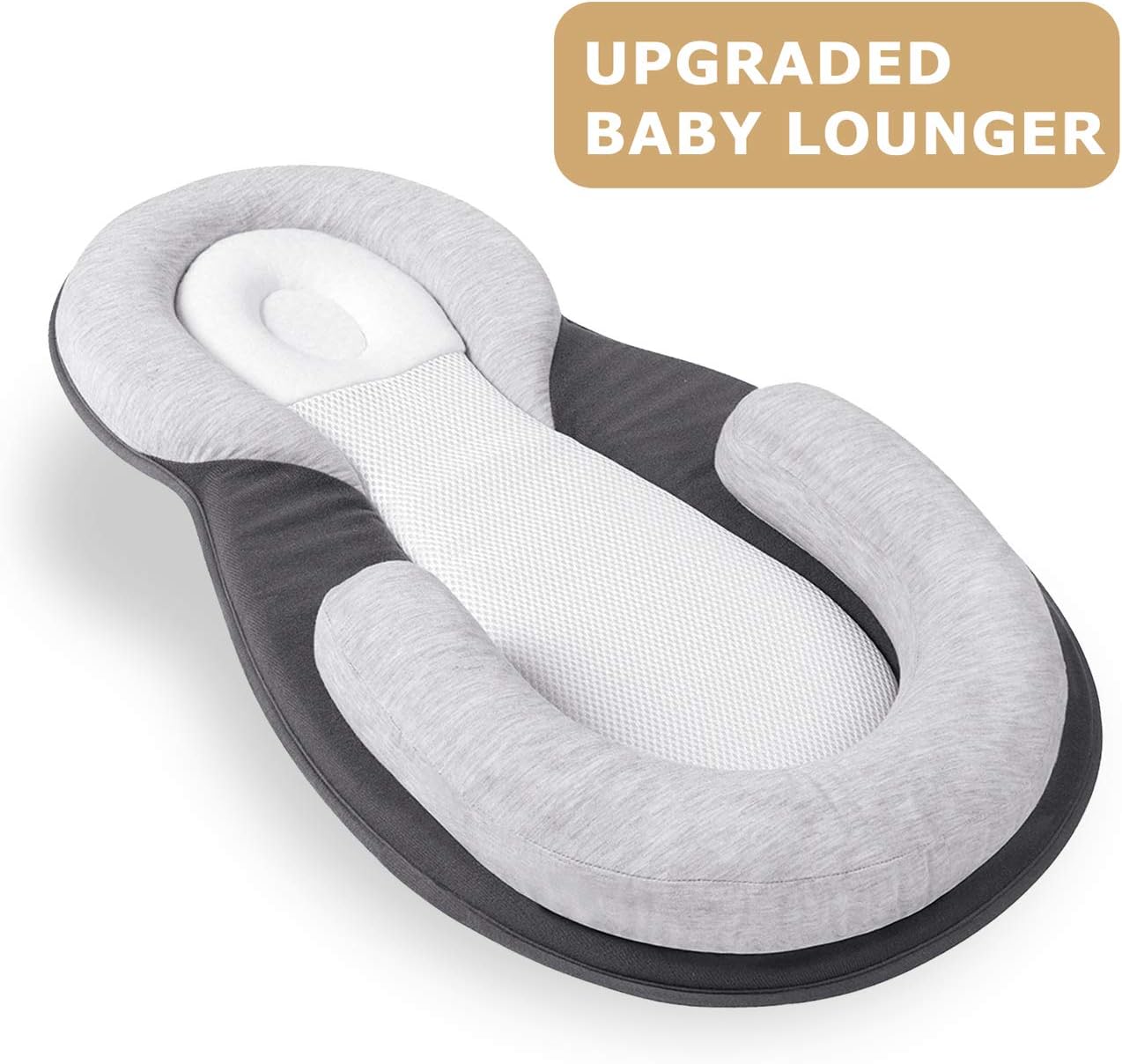 OTTOLIVES Portable Baby Head Support Pillow Babies Bed Mattress Lounger Nest for Newborn Baby Sleep Positioning Comfortable Easy Cleaning Sleeping Lounger for 0 12 Months Baby Lounger