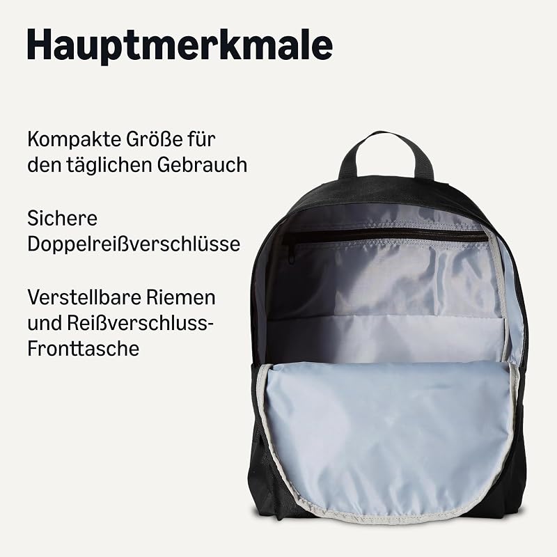 , Rucksack für Klassische Anlässe/Freizeit/Schule, 30.99 cm x 15.24 cm x 40.13 cm, Schwarz, 1er-Pack
