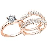 Newshe Jewellery Cz Wedding Rings for Women Engagement Ring Enhancer Band Bridal Set Sterling Silver Size 4-13