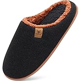 KuaiLu Mens House Memory Foam Slippers with Comfy Warm Plush Lining Felt Slip On Casual Pantuflas Mans Comfortable Bedroom Shoes Rubber Sole for Indoor&Outdoor (Mens Size 7-15)