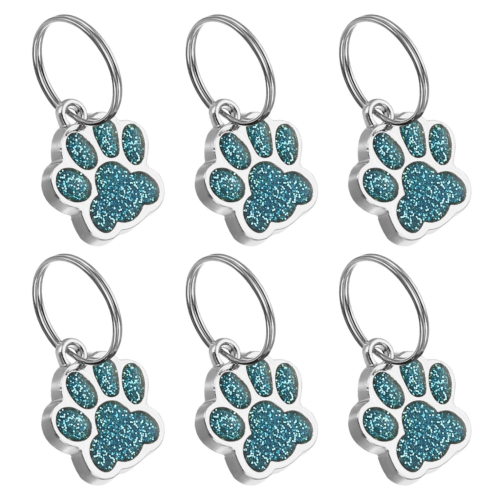 PATIKIL Animal Dog Cat Paw Print Charm Pendants, 6 Pcs Crystal Footprint Dog Cat Paw Prints Pendants for DIY Necklace Bracelet Enamel Jewelry Making, Light Blue
