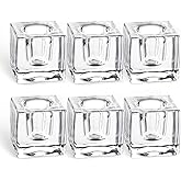 Glass Candle Holder Set of 6 Taper Candle Holders for Candlesticks Clear Crystal Candle Stick Candle Holders for Table Centerpiece Square Candlestick Holders for Wedding Easter Christmas Thanksgiving