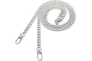 Model Worker DIY Iron Flat Chain Strap Handbag Chains Purse Chain Straps Shoulder Cross Body Replacement Straps with Metal Buckles (47", Silver)