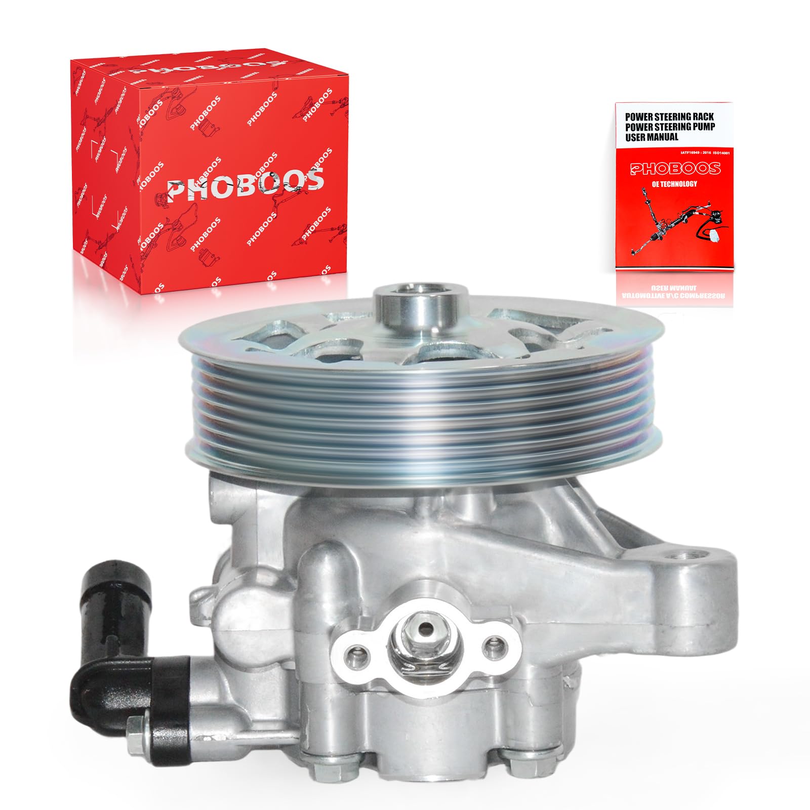 Photo 1 of ***SEE CLERK COMMENTS*** PHOBOOS Power Steering Pump Compatible with Honda Accord 2008-2012 L4 2.4L, with Outlet & Pulley, Smooth Steering, Low Noise, High Durability, Ref. 21-5495