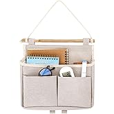 Jeffdad Hanging Canvas Organizer, Wall Door Closet Hanging Storage Bag Organizer Wall Mount Storage for Bedroom Bathroom Office Kitchen(White)