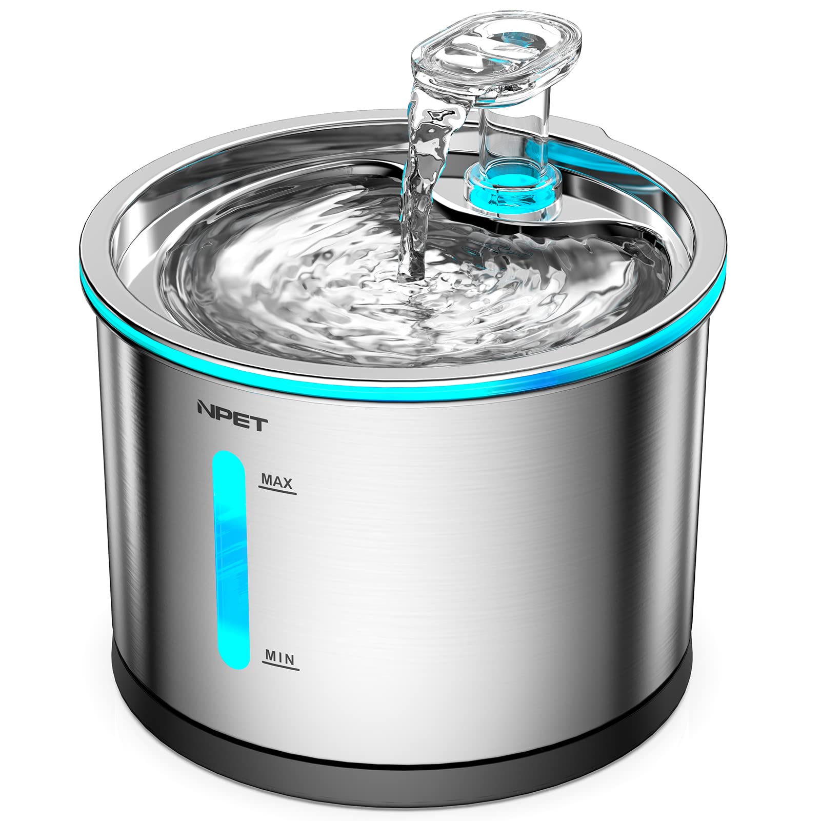 NPET Cat Water fountain, Stainless Steel 1.5L Dog Drinking Fountain, Ultra Quiet Automatic Water Dispenser for Cats and Dogs, Dishwasher Safe Pet Water Fountain with LED Light, WF210