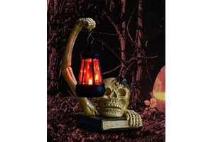 Qeeman Halloween Skull Statues for Garden Decor - Outside Outdoor Decorations Yard Art Figurine for Patio,Balcony,Porch,Lawn Ornaments