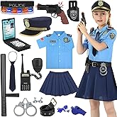 Loscola Police Costume for Girls, Police Officer Costume for Kids, Halloween Cop Costumes for Kids Girl Toddler 3-12
