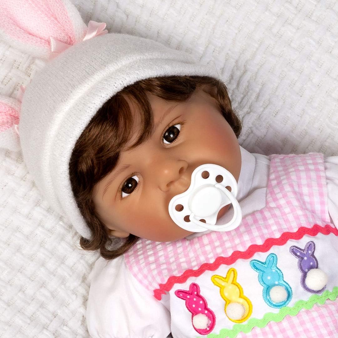 Paradise Galleries Reborn Toddler with Magnetic Pacifier, Hippity Hop Hailey, 21 inch Easter Doll, FlexTouch Silicone Vinyl, 9-Piece Doll Set